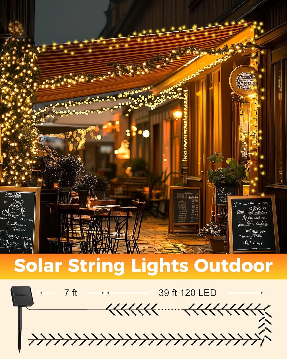 Brightown Solar String Lights – Weatherproof Garden and Fence Lighting, 240 LED Dusk to Dawn