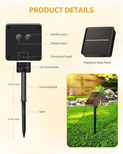 Brightown Solar String Lights – Weatherproof Garden and Fence Lighting, 240 LED Dusk to Dawn