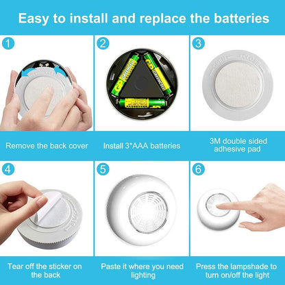 Brilliant Evolution Touch Puck Light Bundle – Cool-Run Battery Lights for Chore Charts, Bedtime Routines and Hallways