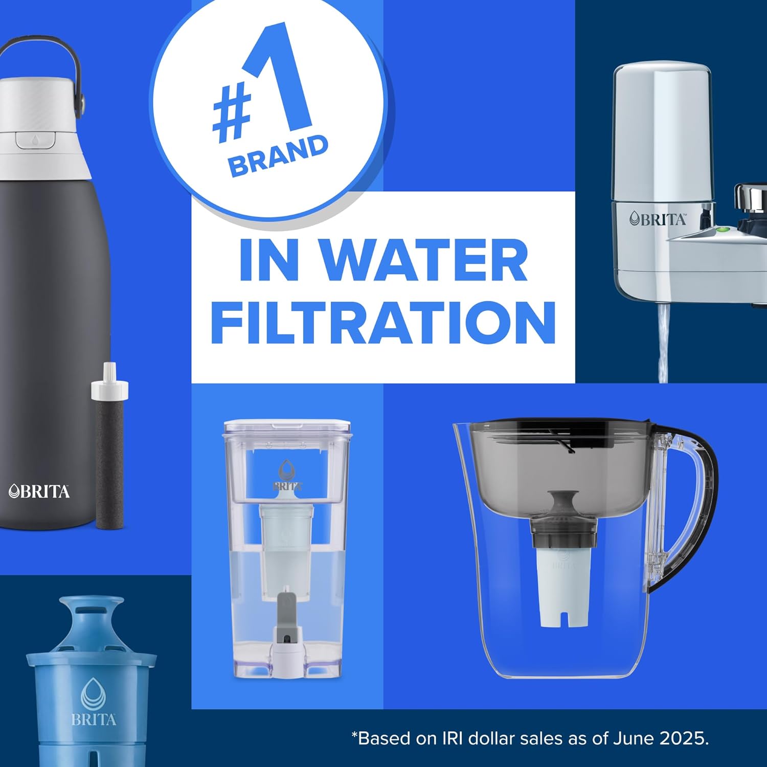 Brita Pitcher Filter 6-Pack – Drop-In Replacement for Dining Area Dispensers and Family Kitchens