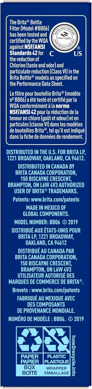 Brita Water Bottle Filter Refills – Budget-Friendly Gift for Students and Commuters, 3-Pack of BPA-Free Cartridges