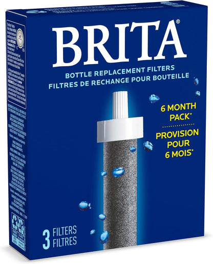 Brita Water Bottle Filter Refills – Budget-Friendly Gift for Students and Commuters, 3-Pack of BPA-Free Cartridges