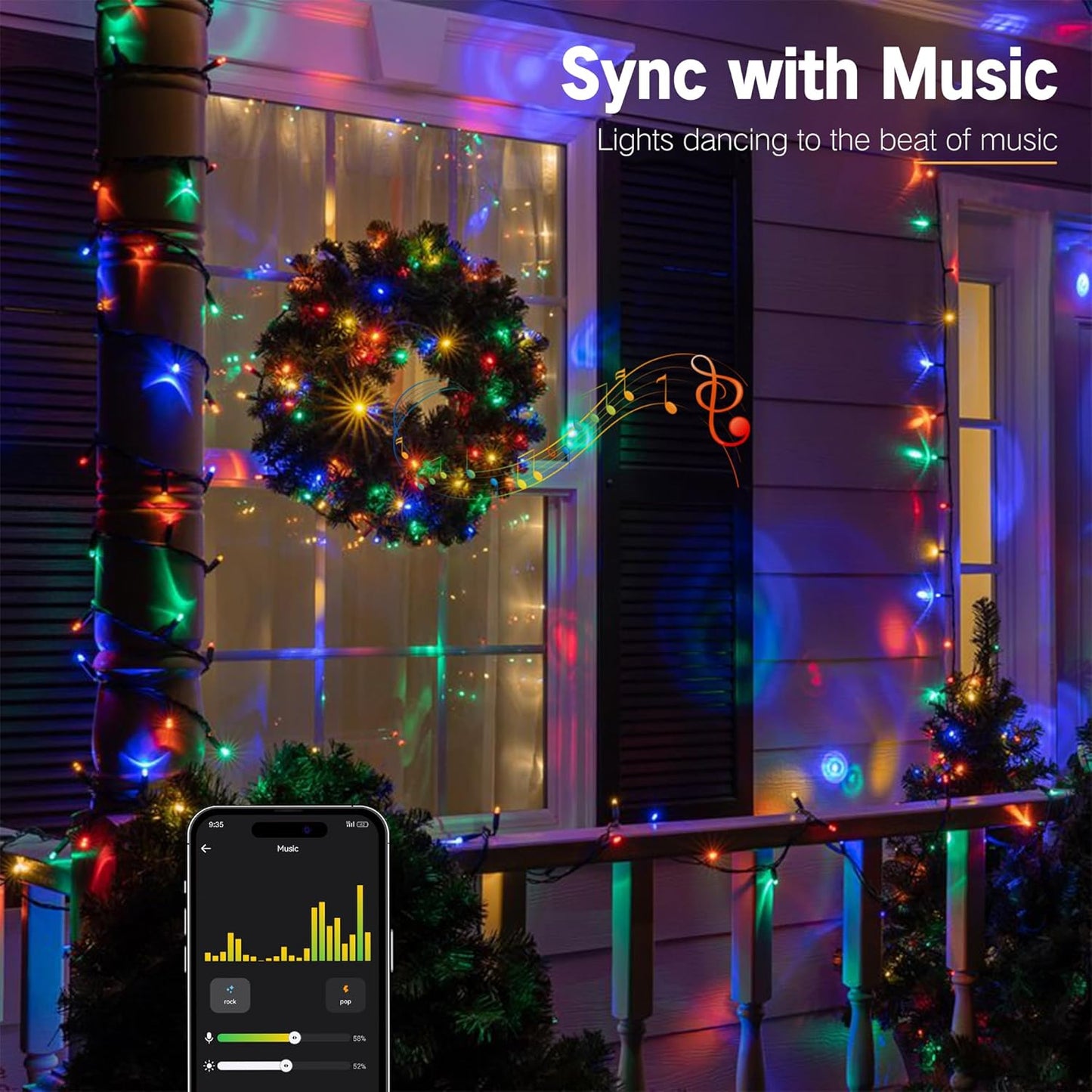 BrizLabs Color Changing Smart Christmas Lights – Cozy Home Atmosphere String Lights, 98ft 300 LED Warm White and Multicolor with Music Sync