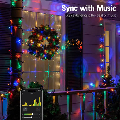 BrizLabs Color Changing Smart Christmas Lights – Cozy Home Atmosphere String Lights, 98ft 300 LED Warm White and Multicolor with Music Sync