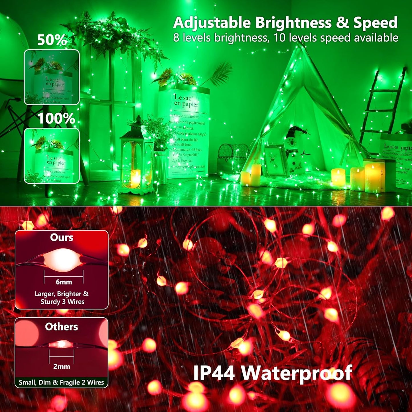 BrizLabs Fairy Lights 66ft with Remote – Multi Color Starry String Lights for Christmas Tree, Staircase, and Year Round Interior Mood