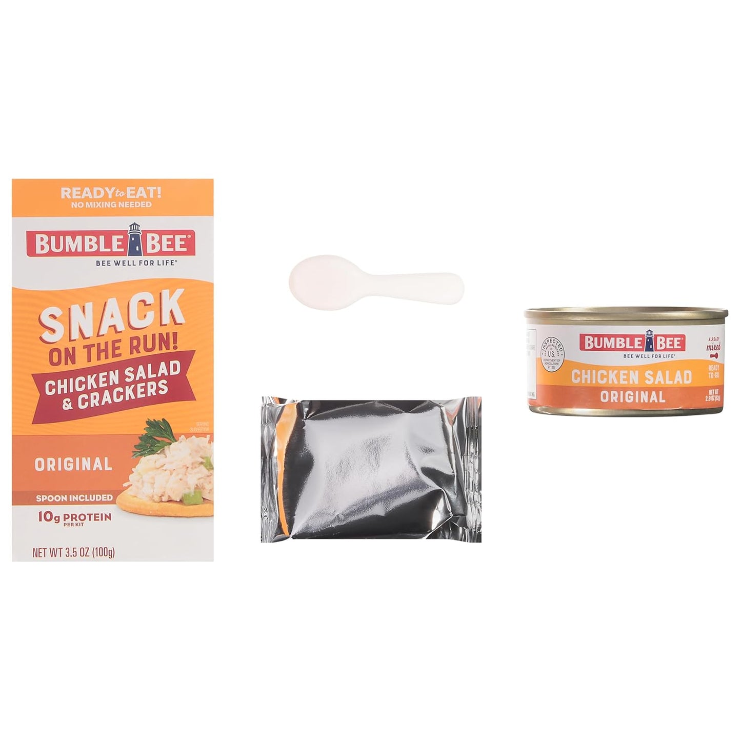 Bumble Bee Snack on the Run Chicken Salad Kit – Safe Lunchbox Staple for Picky Eaters, Single-Serve with Disposable Spoon