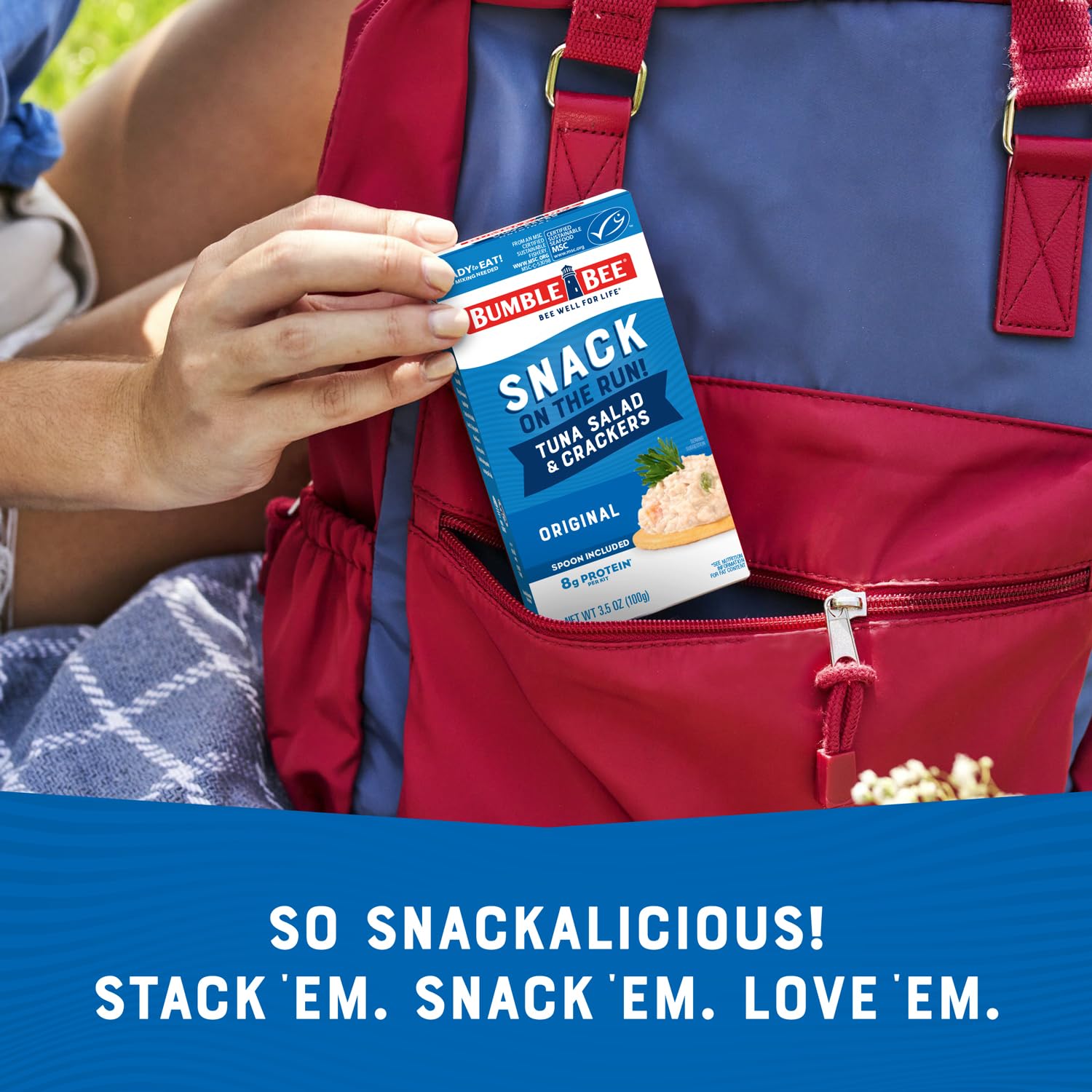 Bumble Bee Snack On The Run Tuna Pack – Shelf-Stable Commute Snack for Office Drawers and Car Glove Boxes