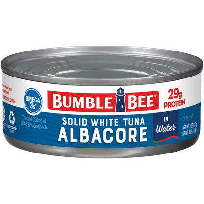 Bumble Bee Solid White Tuna Packed in Water – Easy Lunchbox Filling for School and Daycare, 29g Protein