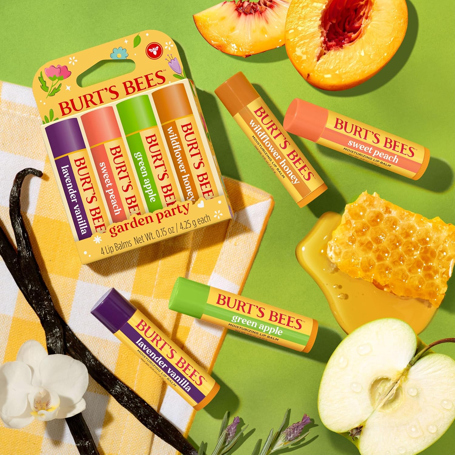 Burt's Bees 24 Hour Moisture Lip Balm Set – On the Go Protection for Patio and Outdoor Dining