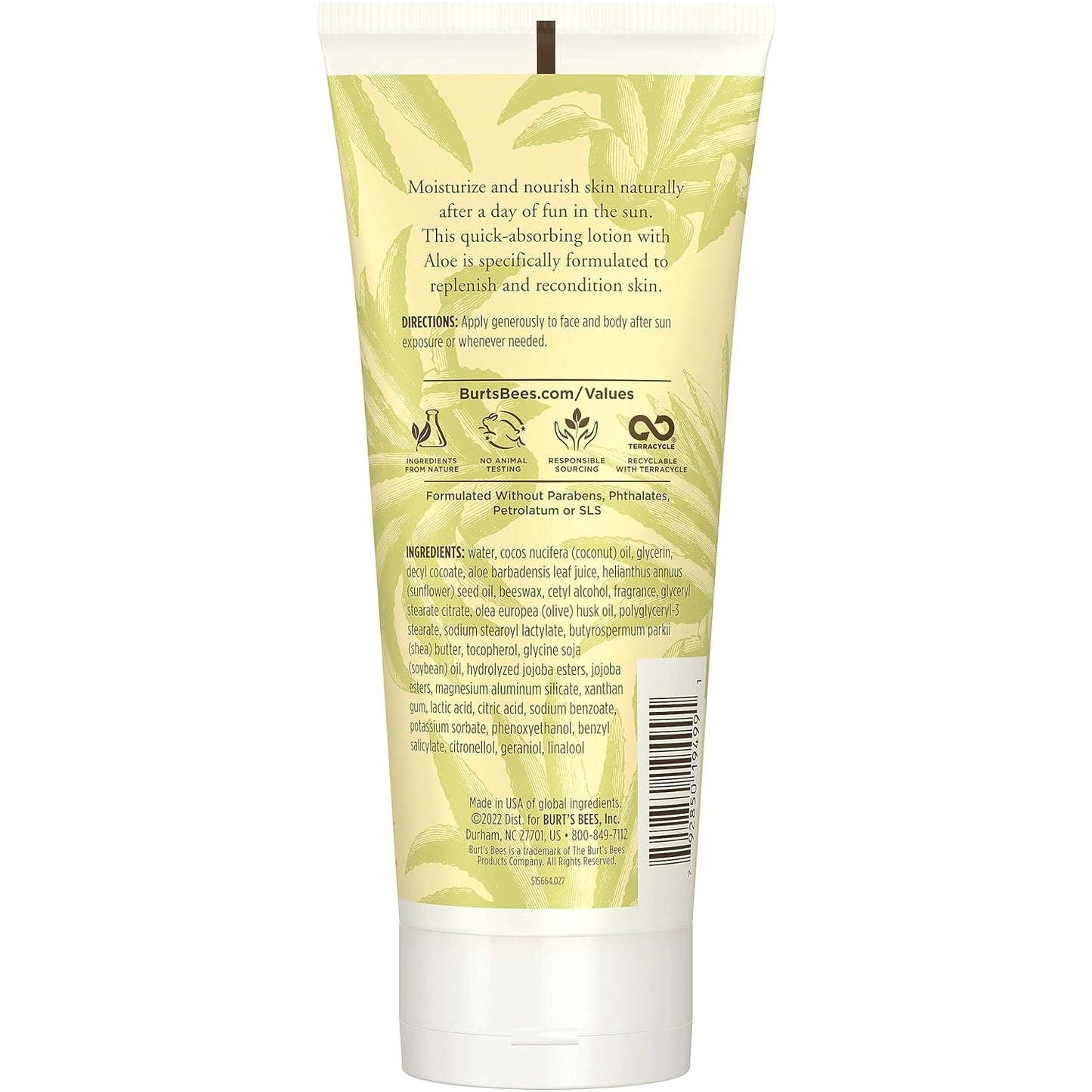 Burt's Bees After Sun Lotion with Aloe Vera & Coconut Oil - Family-Safe Aloe Cream for Summer Vacation Rental Must-Haves