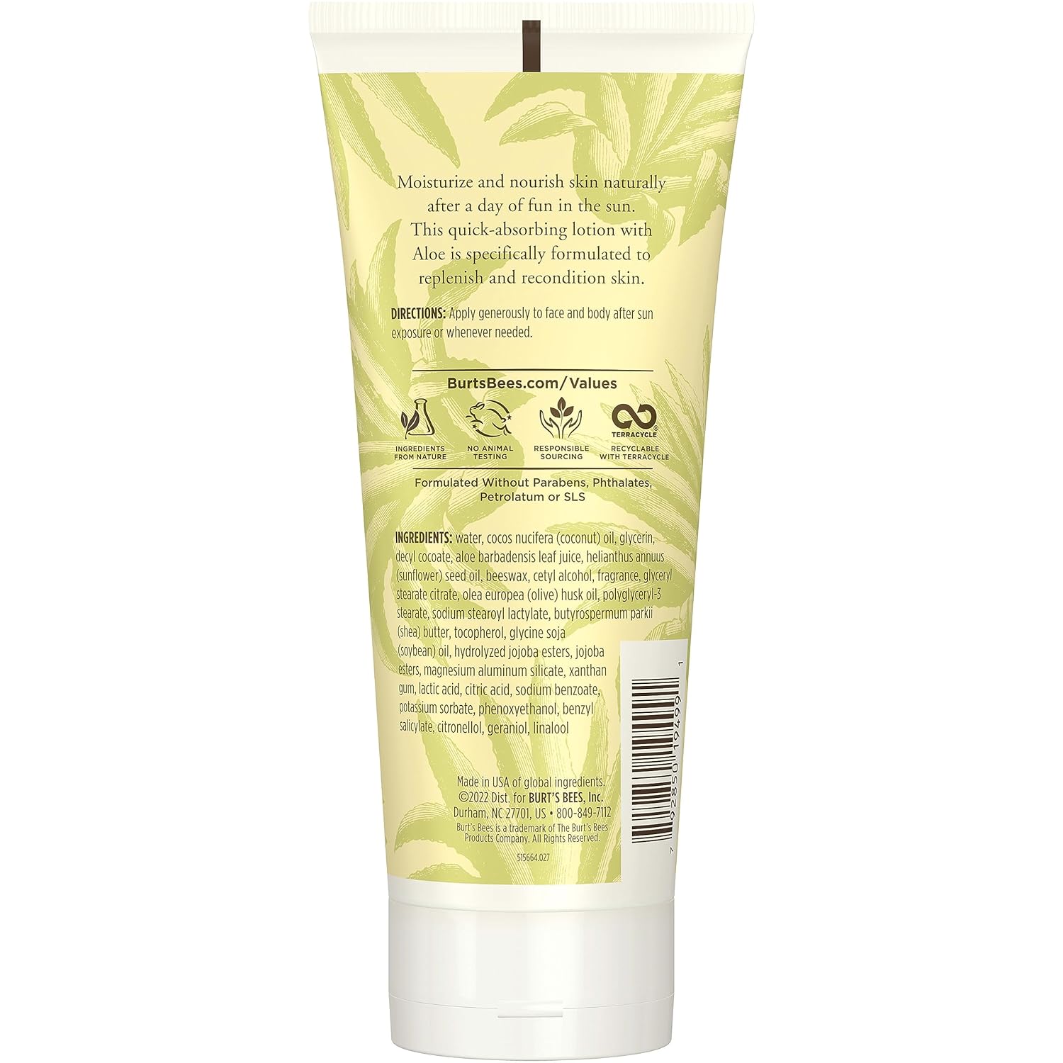 Burt's Bees After Sun Lotion with Aloe Vera & Coconut Oil - Family-Safe Aloe Cream for Summer Vacation Rental Must-Haves