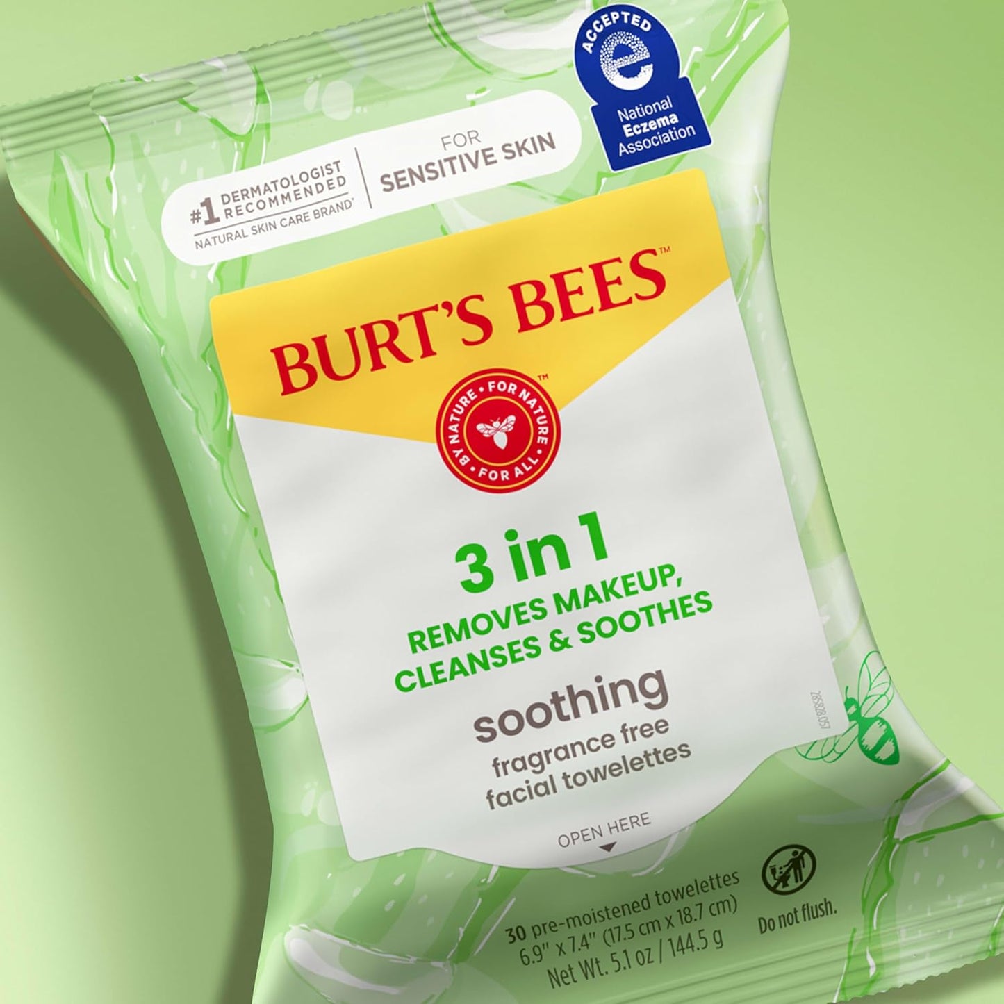 Burt's Bees Aloe Facial Towelettes – Allergy-Friendly Daily Wipe for Shared Family Bathrooms