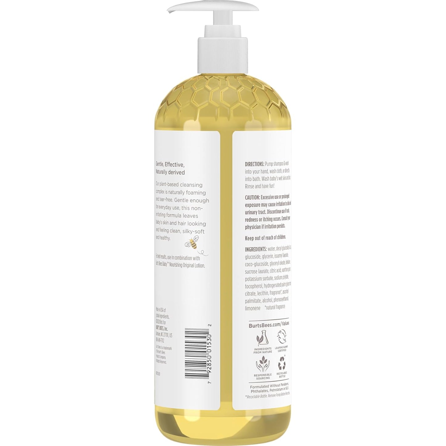 Burt's Bees Baby Wash – Free from Parabens, Phthalates, Petrolatum, and SLS for Safer Bath Time, 21 oz