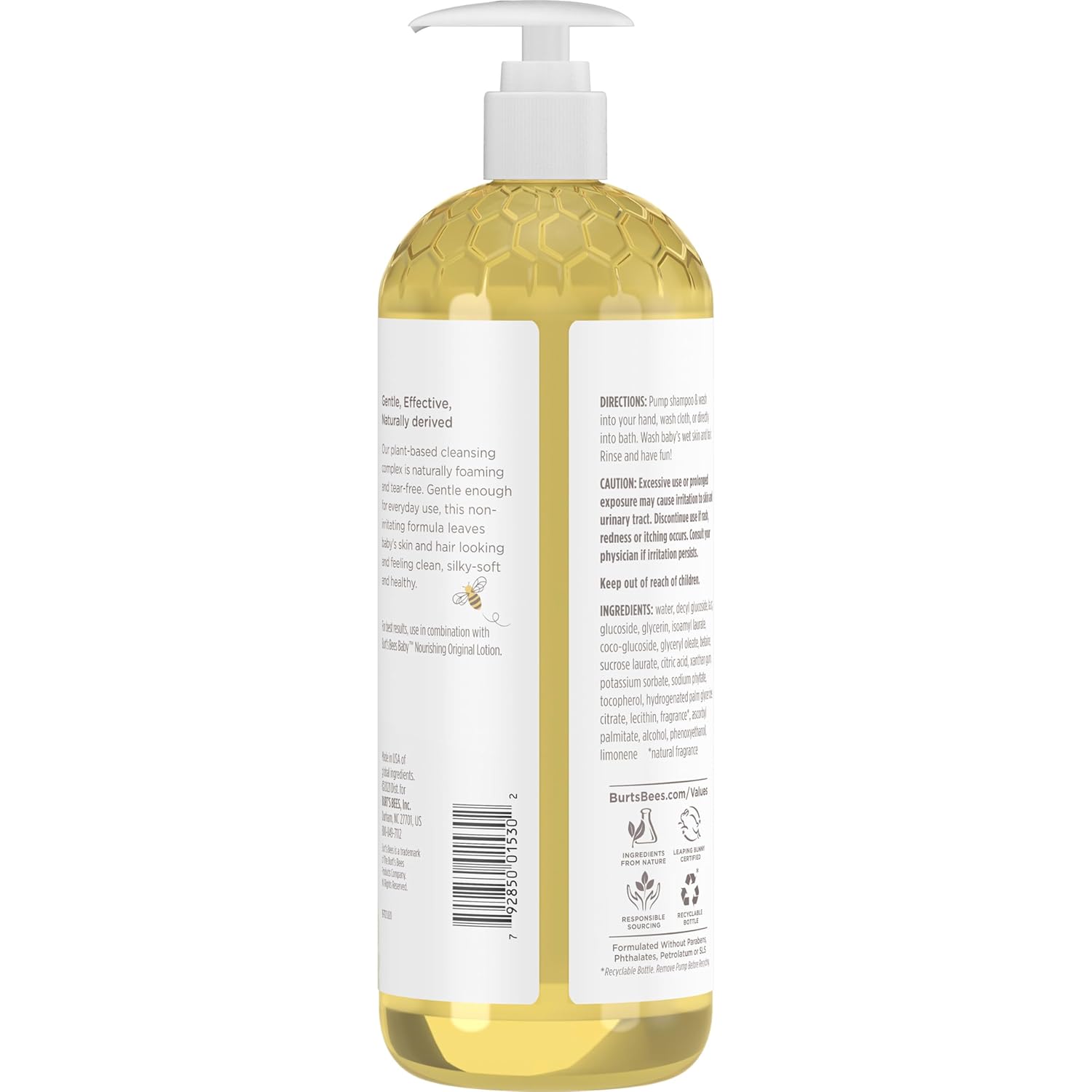 Burt's Bees Baby Wash – Free from Parabens, Phthalates, Petrolatum, and SLS for Safer Bath Time, 21 oz
