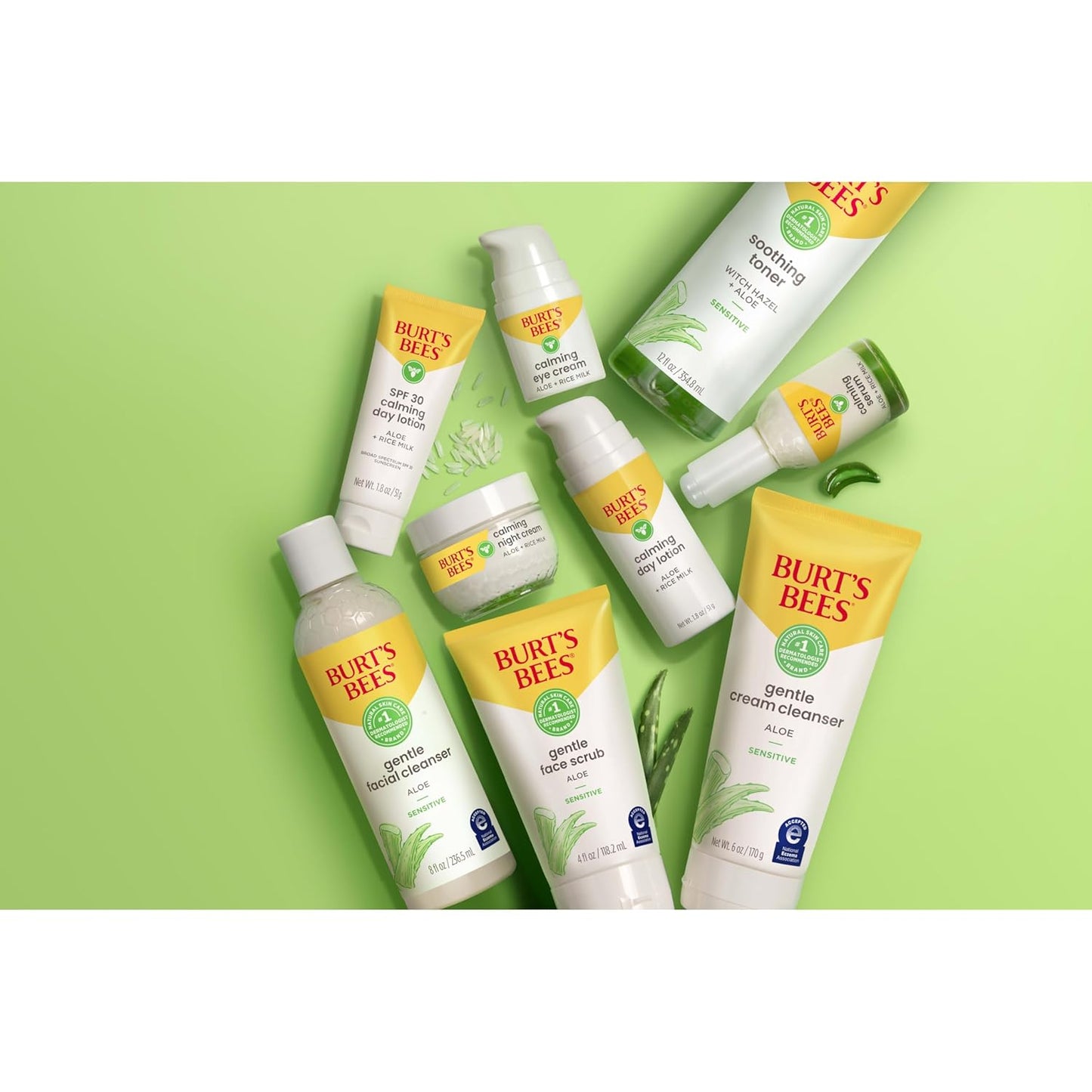 Burt's Bees Gentle PM Face Cream with Aloe and Rice Milk – Family-Friendly Natural Sensitive Skin Moisturizer for Parent's Nightly Routine