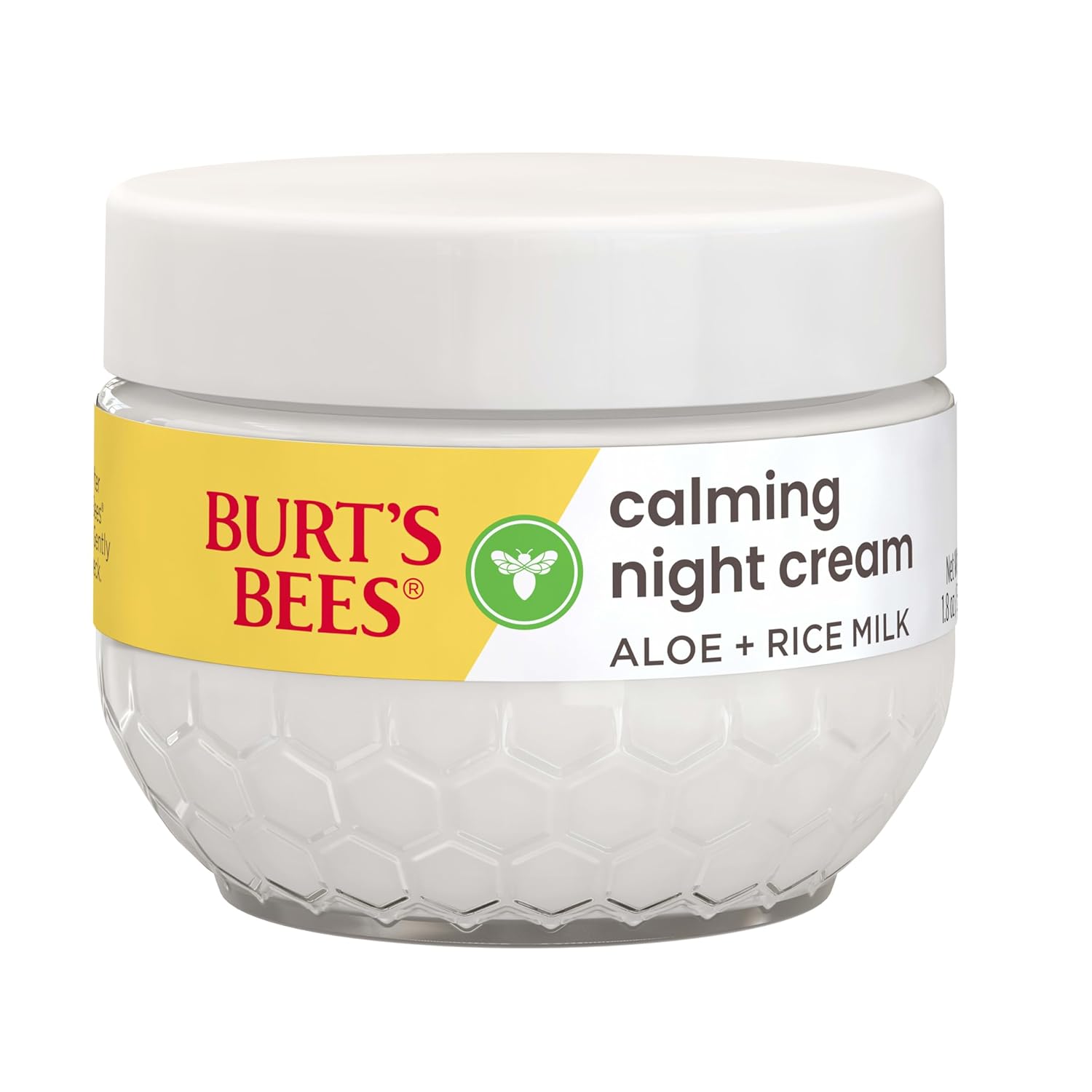 Burt's Bees Gentle PM Face Cream with Aloe and Rice Milk – Family-Friendly Natural Sensitive Skin Moisturizer for Parent's Nightly Routine