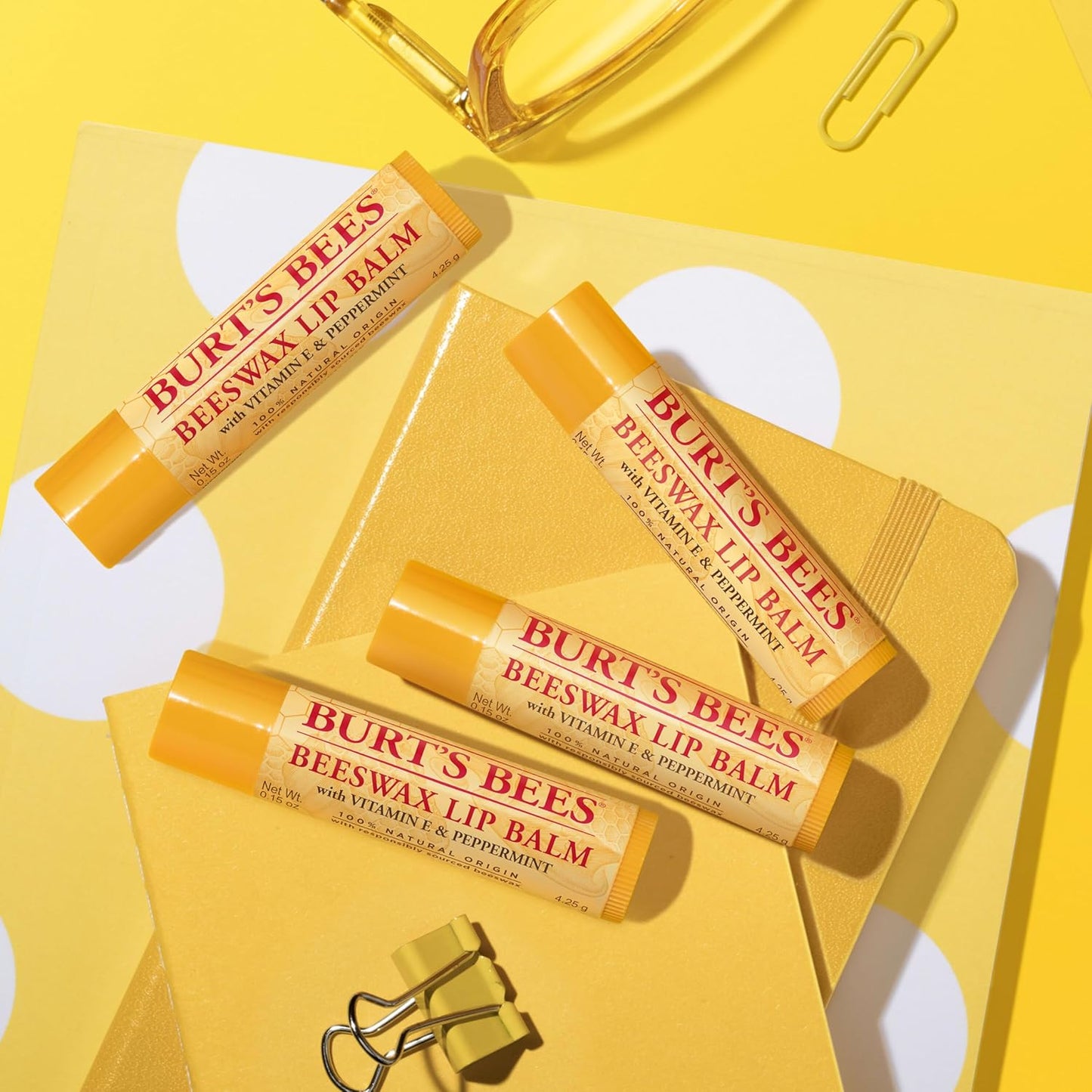Burt's Bees Natural Lip Moisturizer Bulk – Intentional Everyday Essential for Capsule Bathroom and Travel Kit