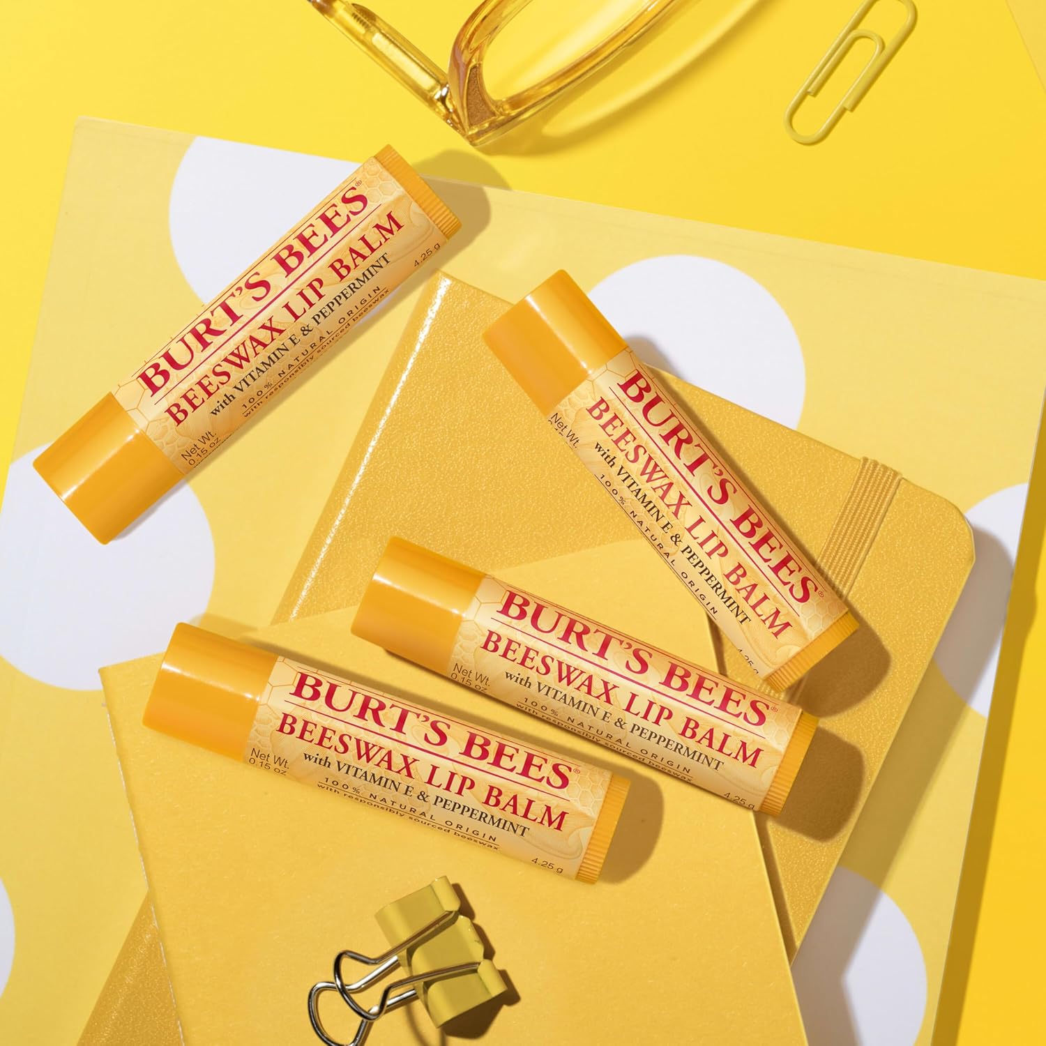 Burt's Bees Natural Lip Moisturizer Bulk – Intentional Everyday Essential for Capsule Bathroom and Travel Kit