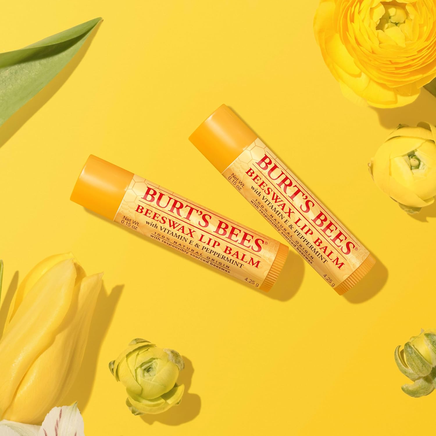 Burt's Bees Natural Lip Moisturizer Bulk – Intentional Everyday Essential for Capsule Bathroom and Travel Kit