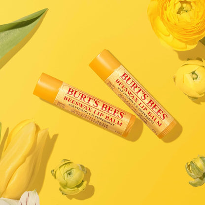 Burt's Bees Natural Lip Moisturizer Bulk – Intentional Everyday Essential for Capsule Bathroom and Travel Kit