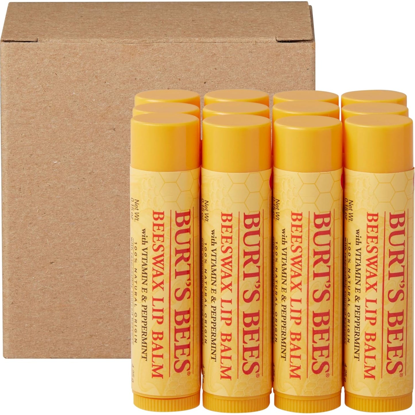 Burt's Bees Natural Lip Moisturizer Bulk – Intentional Everyday Essential for Capsule Bathroom and Travel Kit