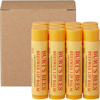 Burt's Bees Natural Lip Moisturizer Bulk – Intentional Everyday Essential for Capsule Bathroom and Travel Kit