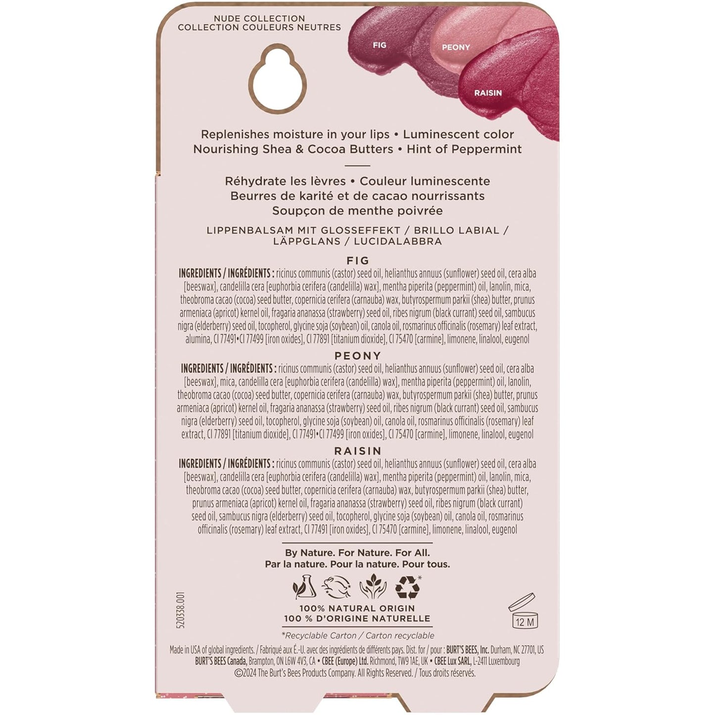 Burt's Bees Natural Lip Shimmer Stick Set – Mindful Wind-Down Beauty Treat for Evening Skincare Routines