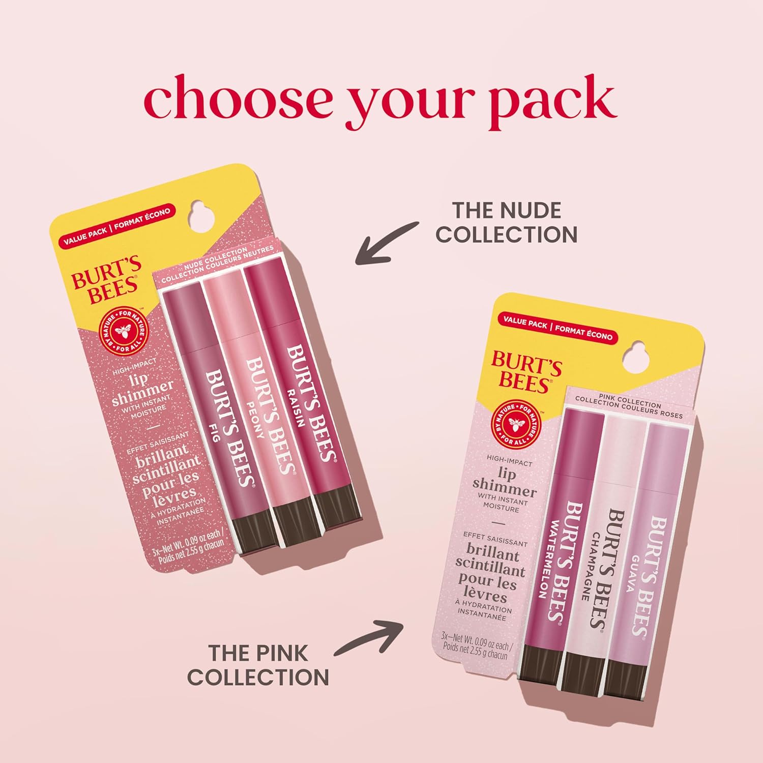 Burt's Bees Natural Lip Shimmer Stick Set – Mindful Wind-Down Beauty Treat for Evening Skincare Routines