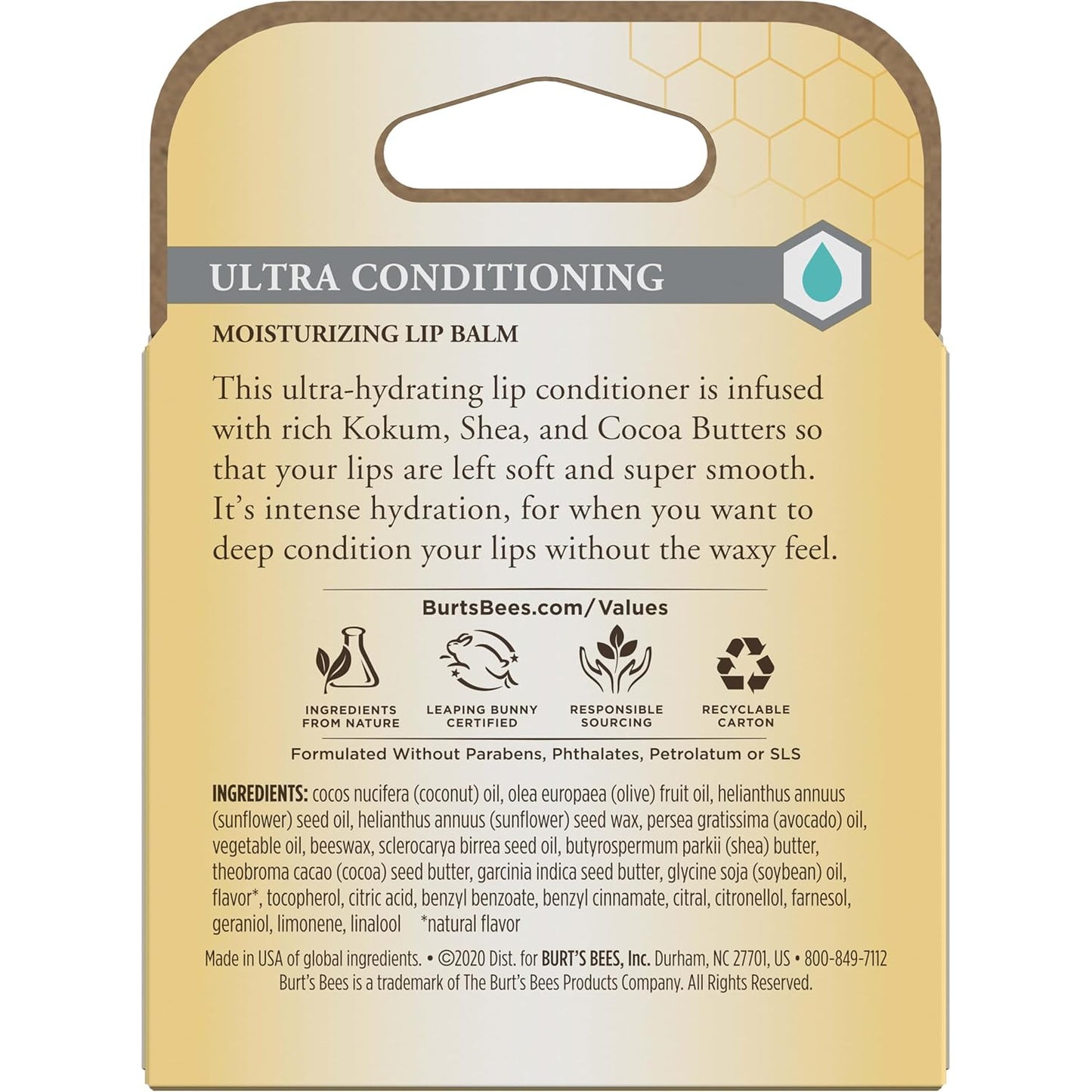 Burt's Bees Ultra Conditioning Lip Balm – Kid-Safe Lip Care for Playroom and Nursery Routines, 4 Pack