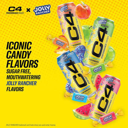 C4 Energy Drink Green Apple Flavor – Library and Commute Productivity Drink, 200mg Caffeine Sustained Focus Without Sugar Crash