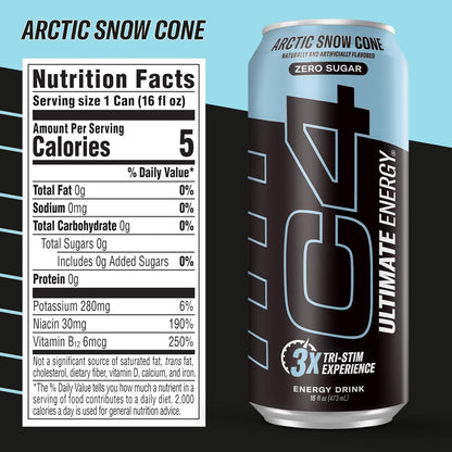 C4 Ultimate Sugar Free Performance Drink for Knowledge Workers and Competitive Esports Long Sessions, 16oz Pack of 12