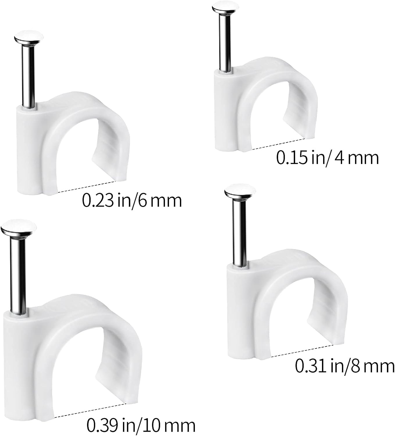 Cable Clips – Pet and Kid Friendly Ethernet and Coax Cable Holders, 400 Pcs White Wire Tacks for Safer Home Wiring