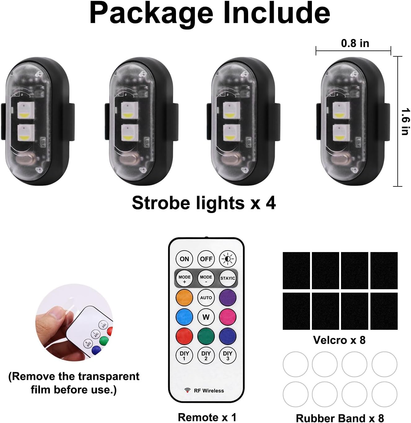 Camping and Marine Strobe Light Set – 8 Colors and 10 Modes with Wireless Remote for Nighttime Outdoor Use