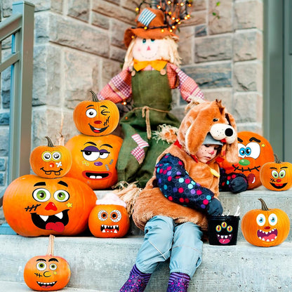 cartoon-style varied expressions for personalized pumpkin personalities