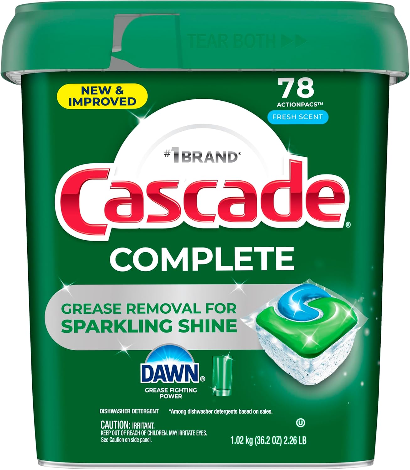 Cascade Complete Dishwasher Pods – Self-Care Routine Dish Detergent for Family Kitchens, 78 Count