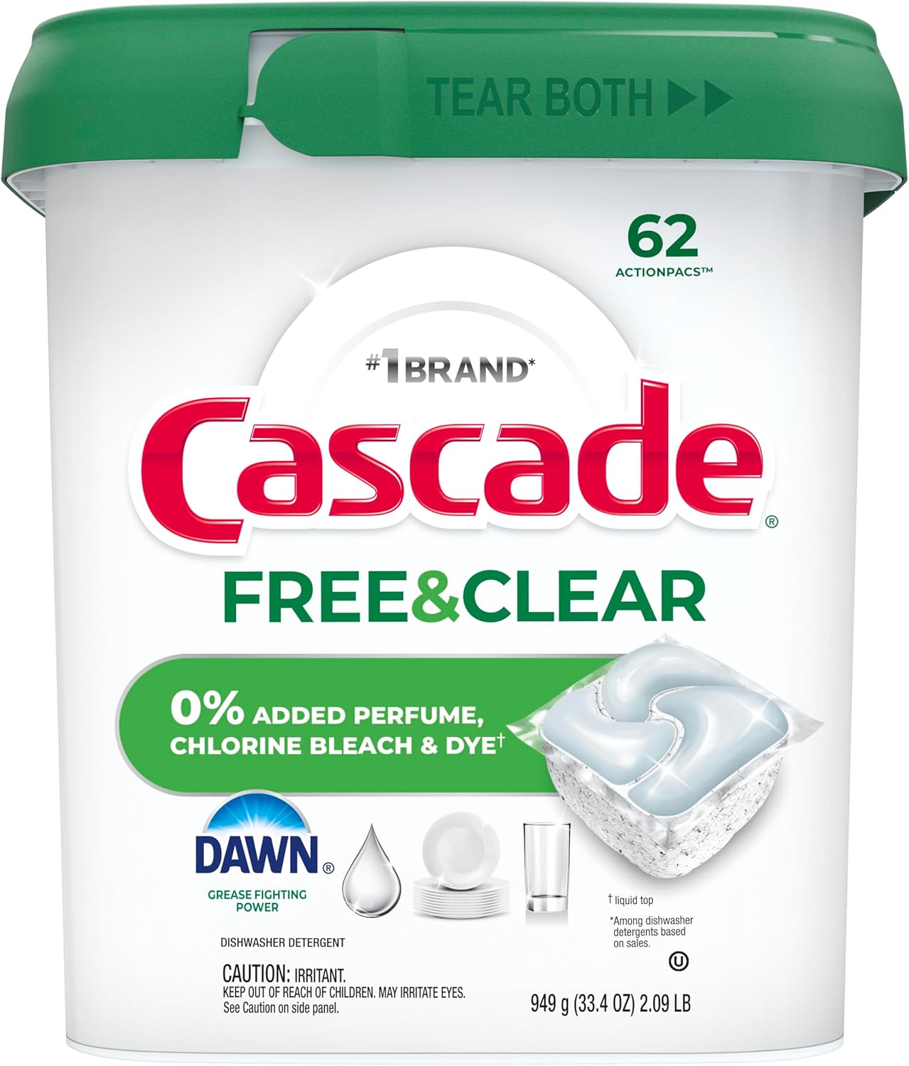 Cascade Free & Clear ActionPacs – Parent-Approved Dish Soap, Safe Around Curious Toddlers 47ct