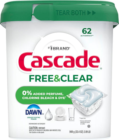 Cascade Free & Clear ActionPacs – Parent-Approved Dish Soap, Safe Around Curious Toddlers 47ct