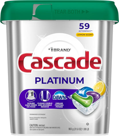 Cascade Platinum ActionPac Dish Detergent – Small Apartment Setup, No-Mess Premeasured Pods