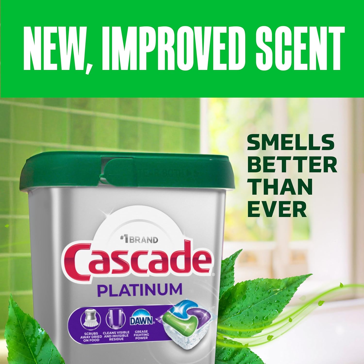 Cascade Platinum Dishwasher Pods, Dish Detergent Soap for Intentional Pantry Storage, Fresh 59 count