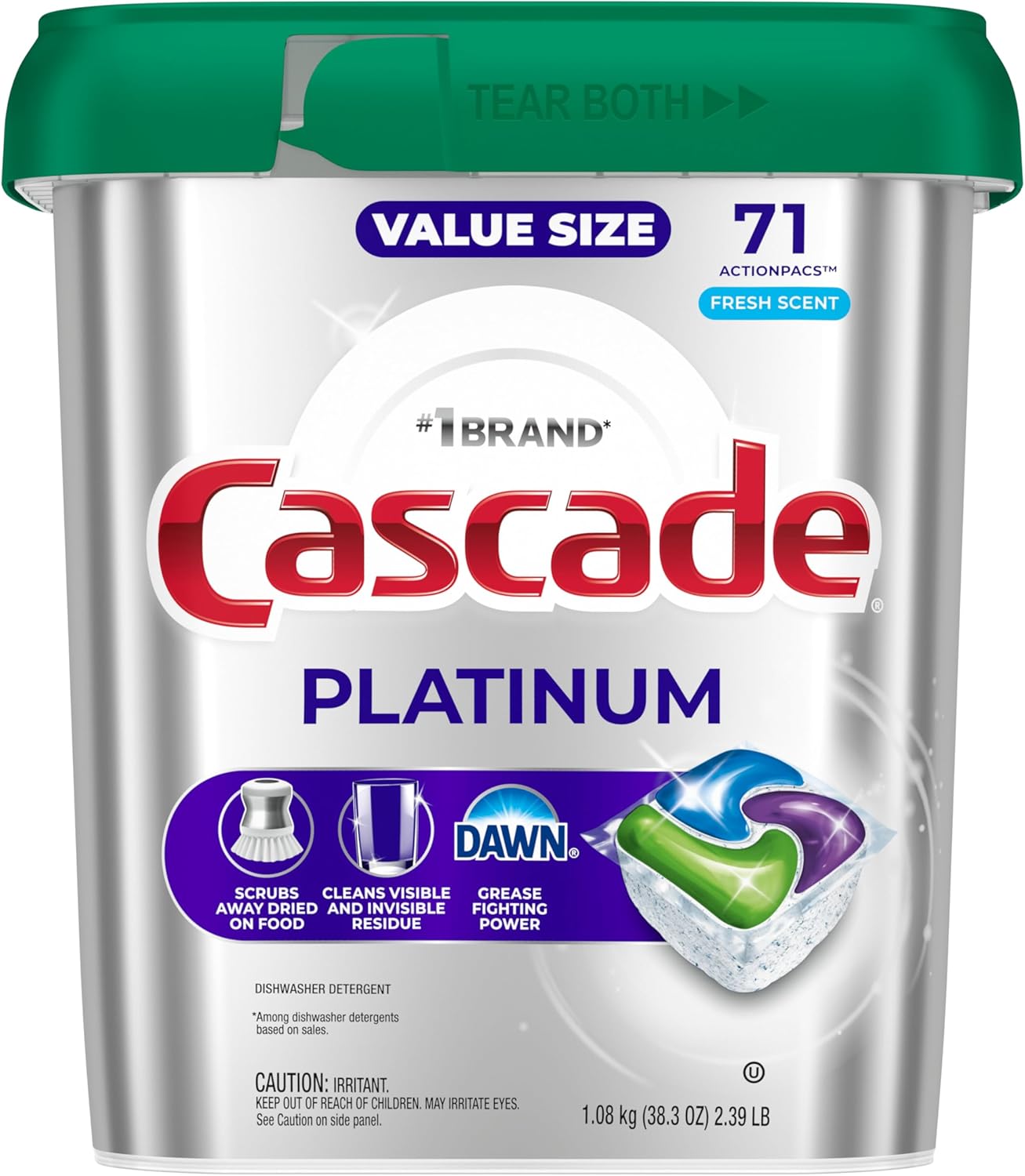 Cascade Platinum Dishwasher Pods, Dish Detergent Soap for Intentional Pantry Storage, Fresh 59 count