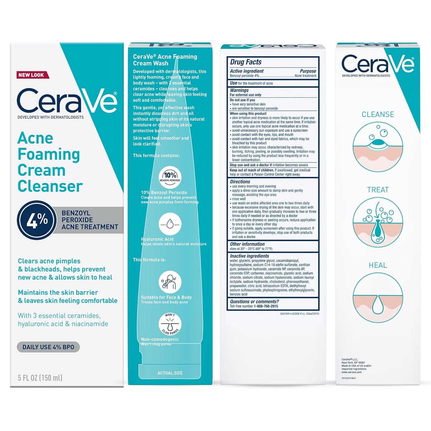 CeraVe Acne Foaming Cream Cleanser, Fragrance-Free Non-Comedogenic Wash Safe for Reactive Skin Types