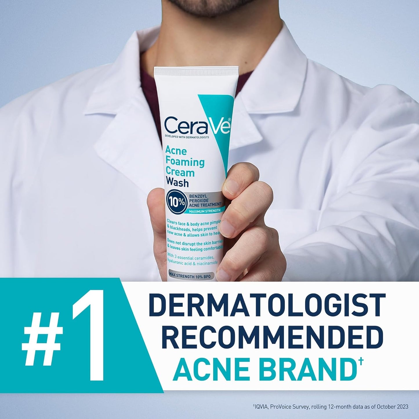 CeraVe Acne Foaming Cream Wash – Self-Care Shower Cleanser for Hormonal and Persistent Breakouts