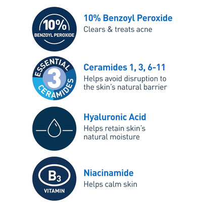 CeraVe Acne Foaming Cream Wash – Self-Care Shower Cleanser for Hormonal and Persistent Breakouts