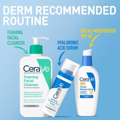 CeraVe AM Moisturizer with SPF 50 – Luxury Multi-Benefit Face Care with Ceramides & Hyaluronic Acid