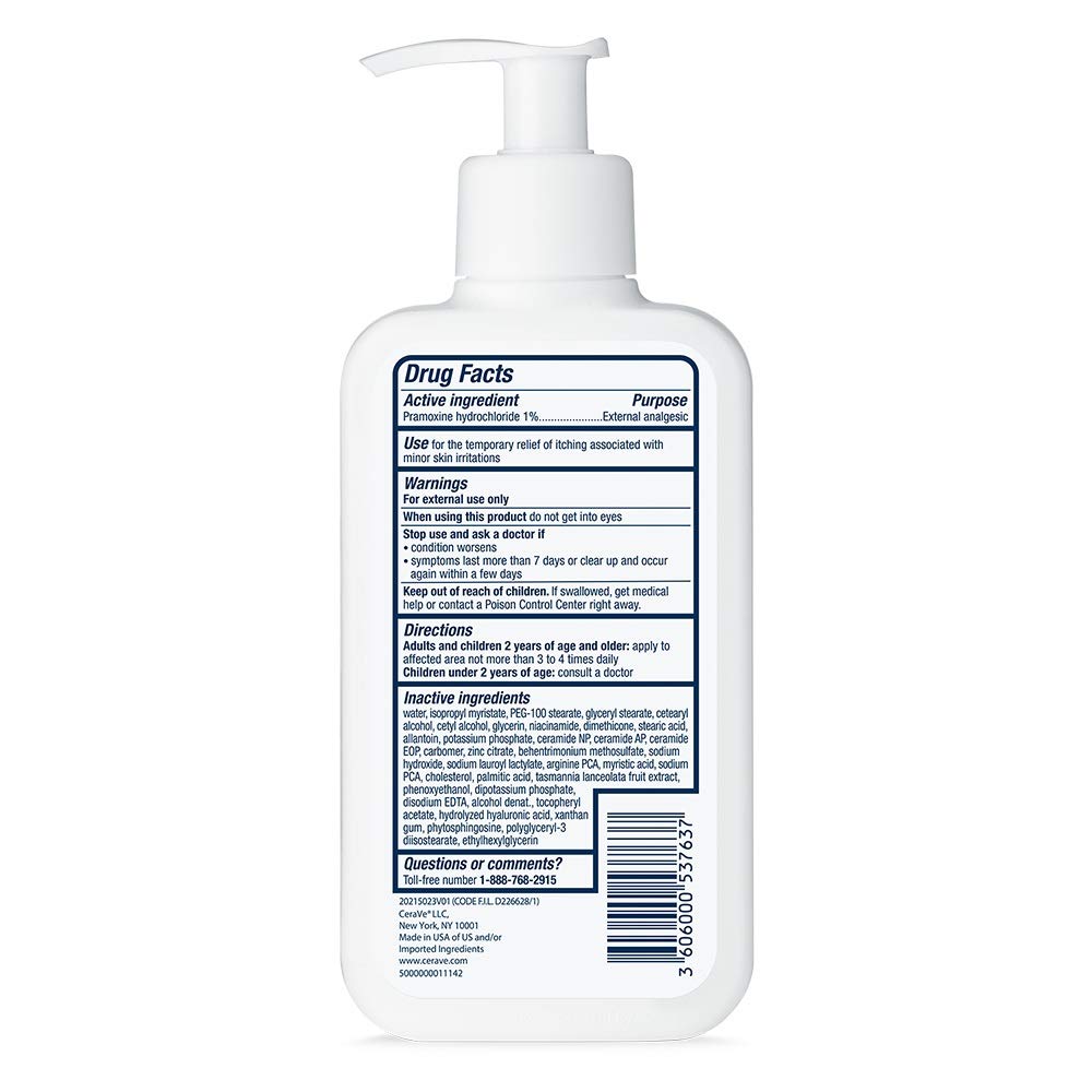 CeraVe Anti-Itch Pramoxine Lotion for Bedside Self Care Routine, Fragrance Free Hydration for Sensitive Skin 8 oz