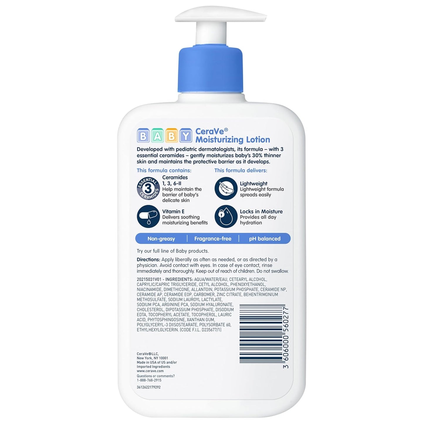 CeraVe Baby Sensitive Skin Lotion – National Eczema Association Approved Moisturizer for Irritation-Prone Baby Skin, 16 oz