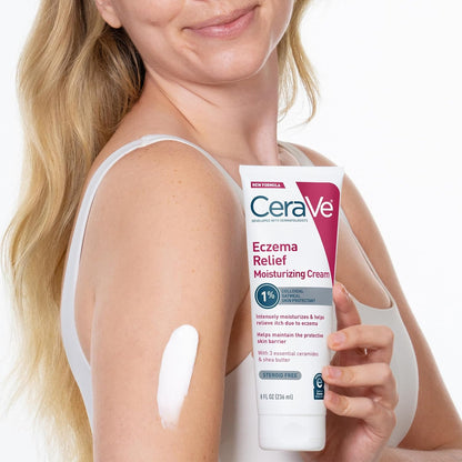 CeraVe Eczema Soothing Body Cream – Wind-Down Bedtime Routine for Sensitive Skin, Steroid-Free Comfort, 8oz