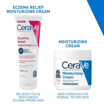 CeraVe Eczema Soothing Body Cream – Wind-Down Bedtime Routine for Sensitive Skin, Steroid-Free Comfort, 8oz