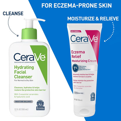 CeraVe Eczema Soothing Body Cream – Wind-Down Bedtime Routine for Sensitive Skin, Steroid-Free Comfort, 8oz