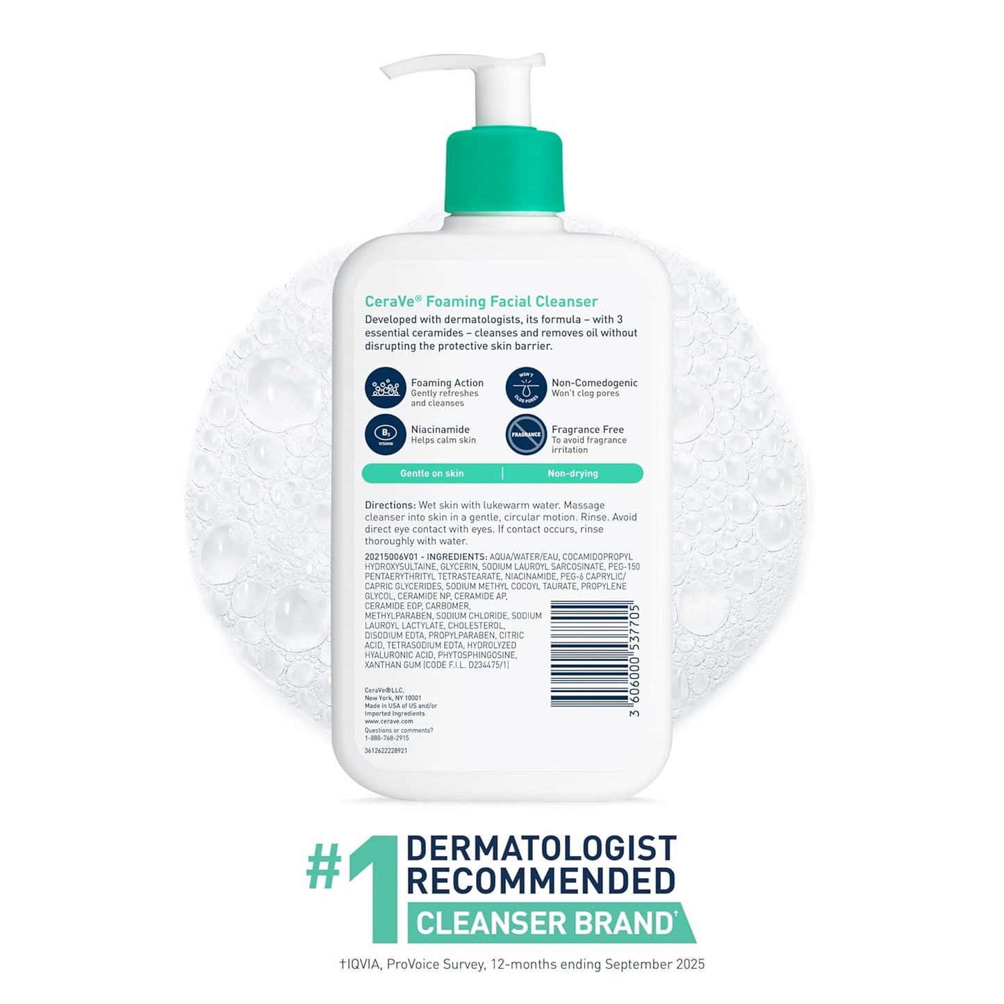 CeraVe Foaming Facial Cleanser – One-Bottle Multi-Use Cleanser for Intentional Capsule Skincare